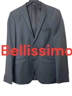 Bellissimo (Tip Top) Dark Grey Black Piping 2 Button Notch Lapel Blazer (40T)